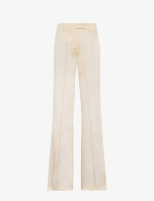 PRADA: Transparent flared-leg silk trousers