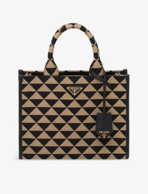 PRADA: Symbole small woven tote bag