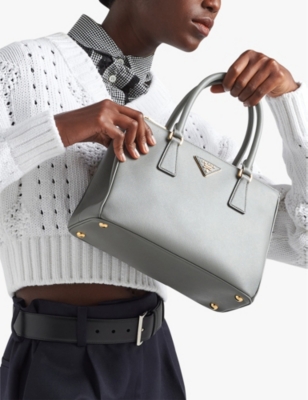 PRADA WOMENS GREY GALLERIA MEDIUM SAFFIANO-LEATHER TOTE BAG 