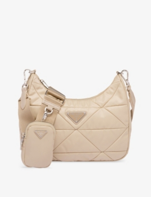 Shop Prada Womens  Re-nylon Recycled-nylon Shoulder Bag In Neutral