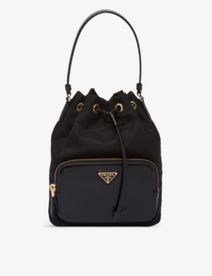 Prada Duet Re-nylon Recycled-nylon Bucket Bag In Black