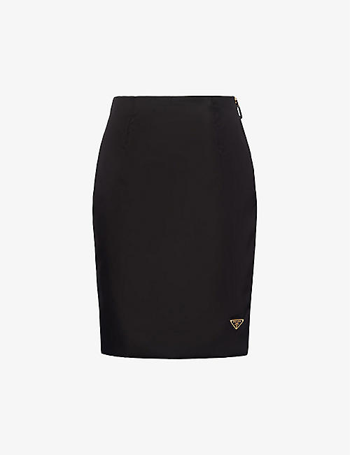 PRADA: Re-Nylon brand-plaque high-rise recycled-nylon mini skirt