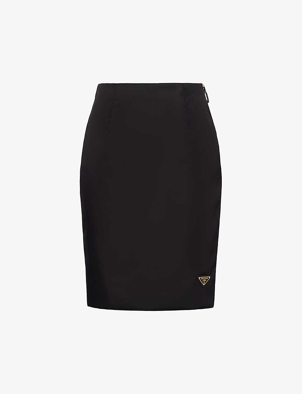 Prada Womens Black Re-nylon Brand-plaque High-rise Recycled-nylon Mini Skirt