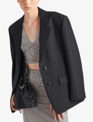 Crystal-embellished mini satin shoulder bag