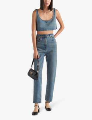 Shop Prada Five Pocket Regular-fit Straight-leg Jeans In Blue