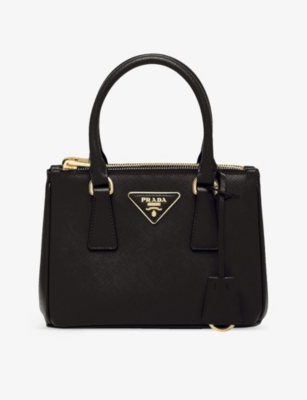 Shop Prada Galleria Mini Saffiano-leather Tote Bag In Black