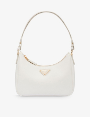 Prada White Brand-plaque Leather Shoulder Bag