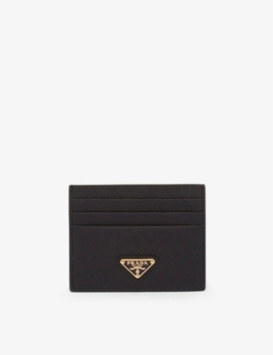 Prada Black Logo-plaque Saffiano Leather Card Holder