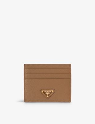 PRADA: Logo-plaque saffiano leather card holder