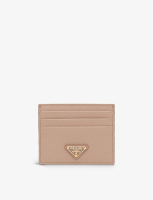 Prada Powder Logo-plaque Saffiano Leather Card Holder