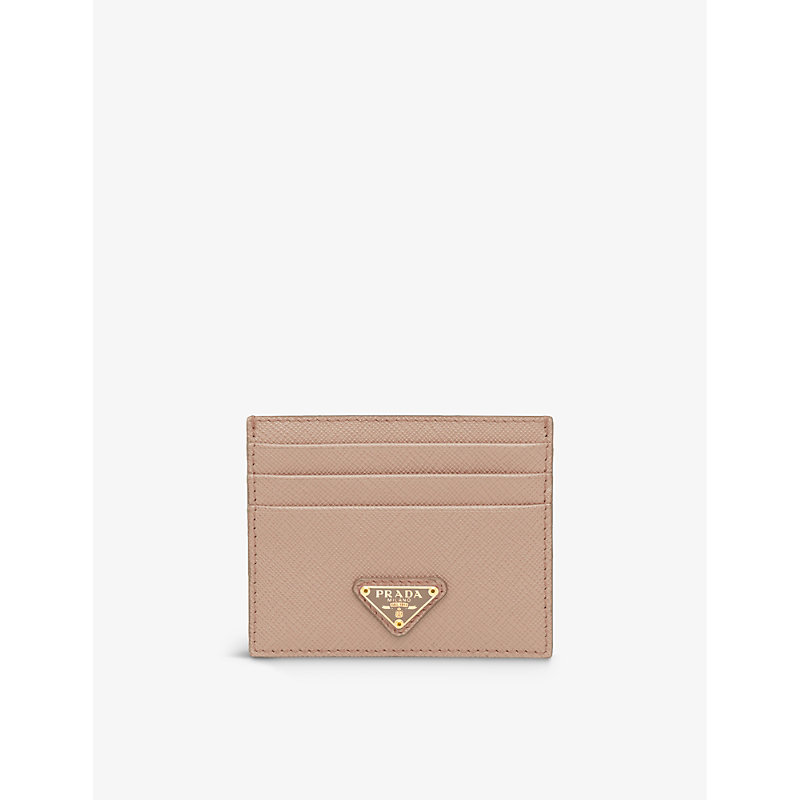 Prada Powder Logo-plaque Saffiano Leather Card Holder