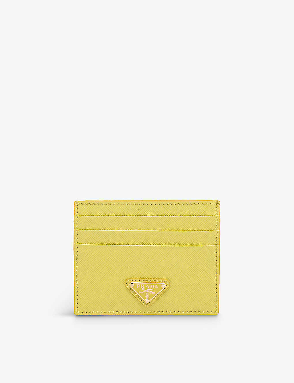 Prada Yellow Logo-plaque Saffiano Leather Card Holder