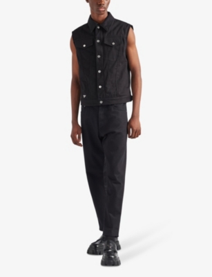 PRADA: Bull brand-plaque denim vest