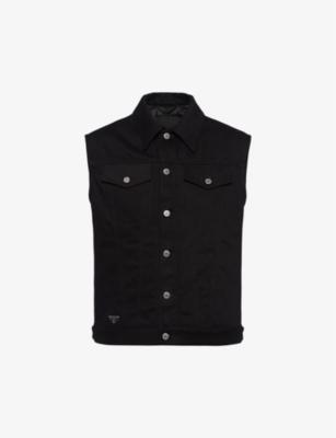 PRADA: Bull brand-plaque denim vest