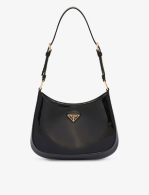 Prada Womens Black Cleo Patent-leather Shoulder Bag
