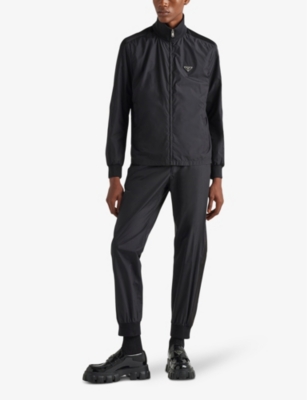 PRADA: Brand-plaque slim-fit silk-blend jogging bottoms