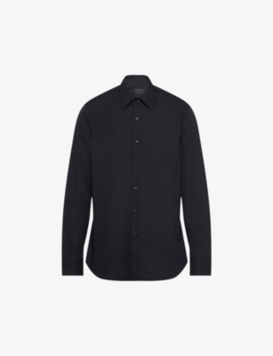 Prada Classic Cotton Poplin Slim-fit Shirt In Black