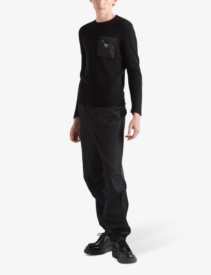 PRADA: Brand-plaque patch-pocket wool jumper