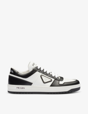 PRADA: Downtown brand-plaque leather low-top trainers