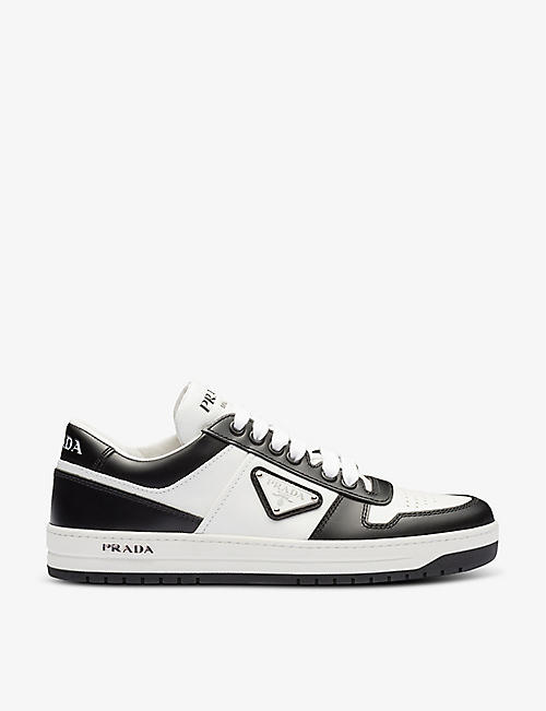 PRADA: Downtown brand-plaque leather low-top trainers