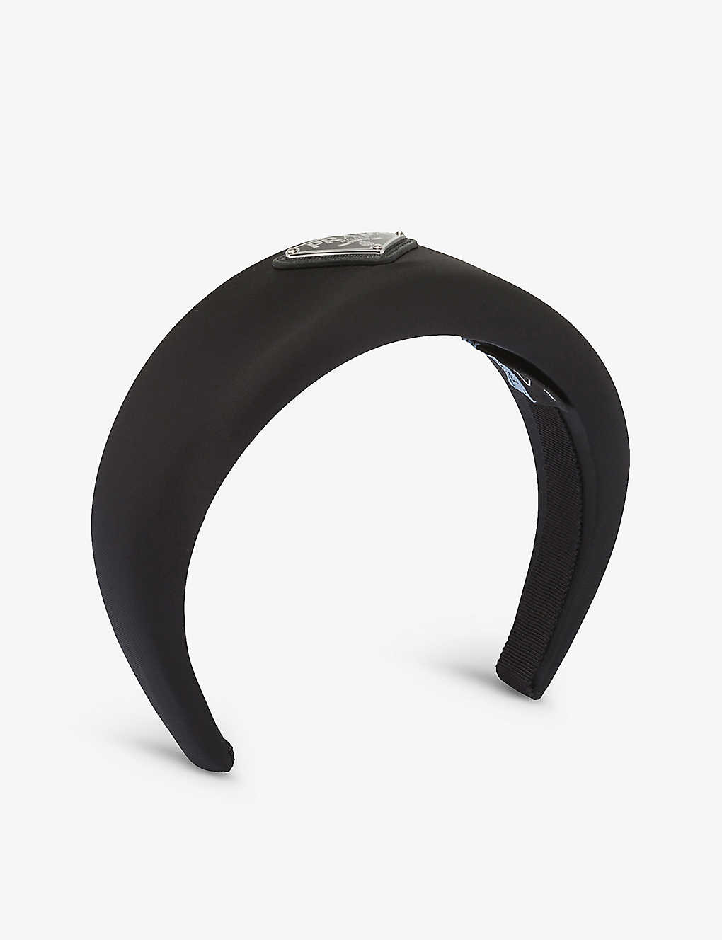 Prada Womens Black Re-nylon Brand-plaque Recycled-nylon Headband