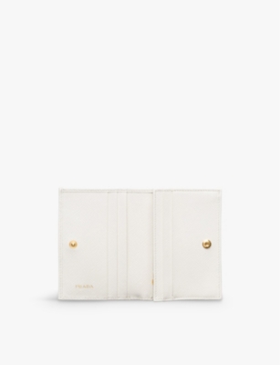 Prada Small Saffiano Leather Bifold Wallet In White