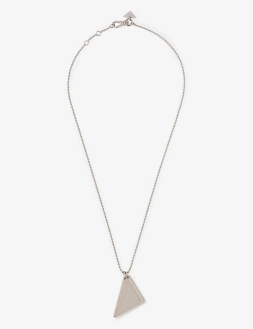 PRADA: Triangular logo engraved-charm sterling-silver pendant necklace