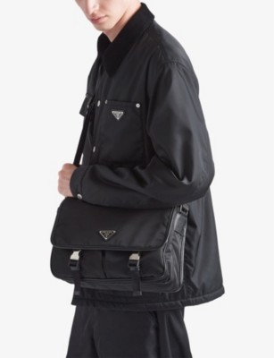 PRADA: Re-Nylon leather and nylon shoulder bag