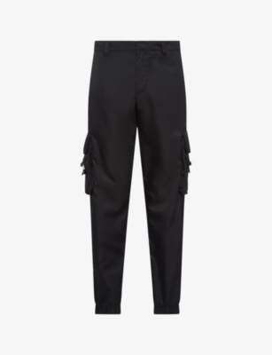 PRADA PRADA MENS BLACK RE-NYLON BUCKLE-EMBELLISHED TAPERED SLIM-FIT RECYCLED-NYLON TROUSERS