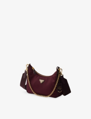 Prada Re-edition 2005 Re-nylon Bag With Saffiano Mini Bag In Burgundy
