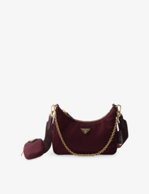 Prada Re-edition 2005 Re-nylon Bag With Saffiano Mini Bag In Burgundy
