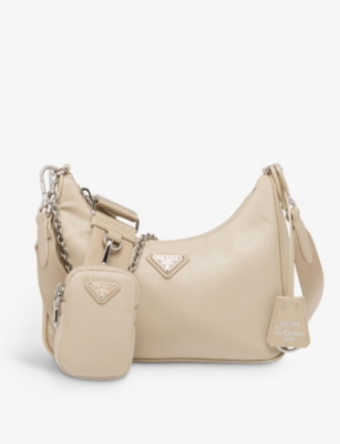 Shop Prada Re-nylon 2005 Recycled-nylon Shoulder Bag In Neutral