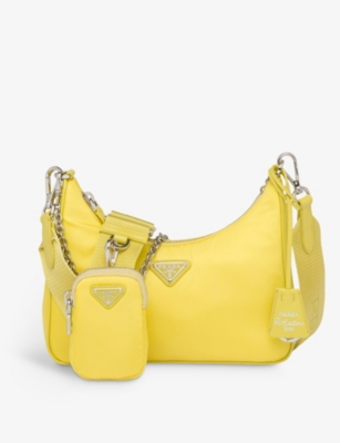 Shop Prada Womens Yellow Re-nylon 2005 Recycled-nylon Shoulder Bag 1 Size