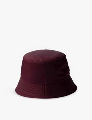 Prada Womens Burgundy Logo-plaque Nylon Bucket Hat In Burgundy