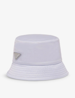 PRADA PRADA WOMENS PURPLE LOGO-PLAQUE RECYCLED-NYLON BUCKET HAT