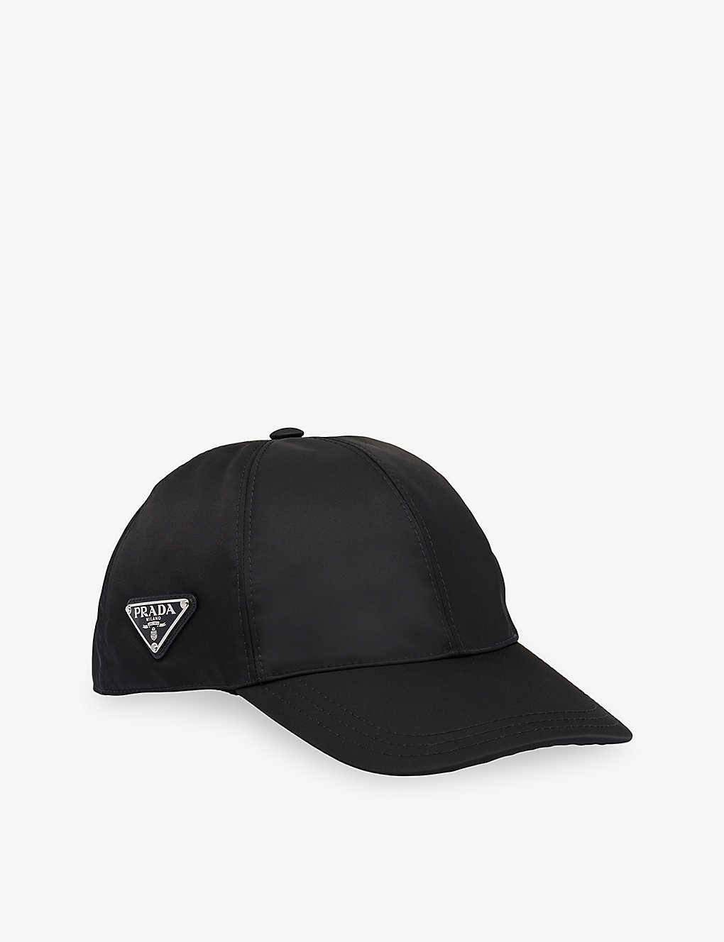 Shop Prada Mens Black Logo-plaque Recycled-nylon Baseball Cap