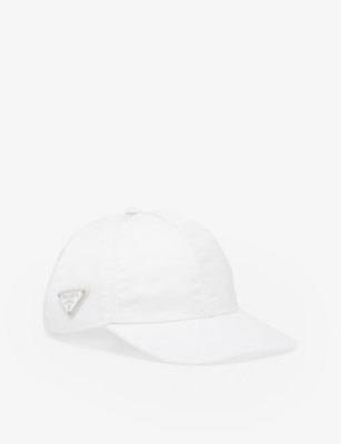 Shop Prada Mens White Logo-plaque Recycled-nylon Baseball Cap