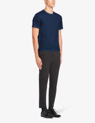 PRADA: Logo-embroidered slim-fit stretch-cotton T-shirt