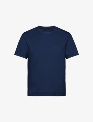 PRADA: Logo-embroidered slim-fit stretch-cotton T-shirt