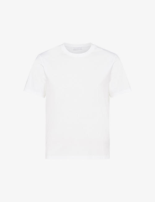 PRADA: Logo-embroidered slim-fit stretch-cotton T-shirt