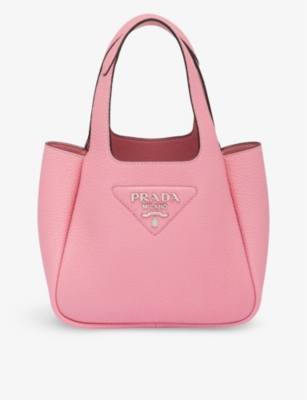 PRADA: Brand-plaque mini grained-leather tote bag