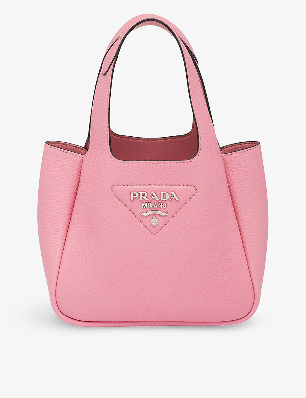 Prada Pink Brand-plaque Mini Grained-leather Tote Bag