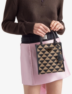 PRADA: Symbole mini woven tote bag
