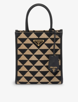 Shop Prada Womens Black Symbole Mini Woven Tote Bag 1 Size
