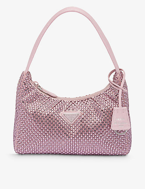 PRADA: Crystal-embellished satin shoulder bag