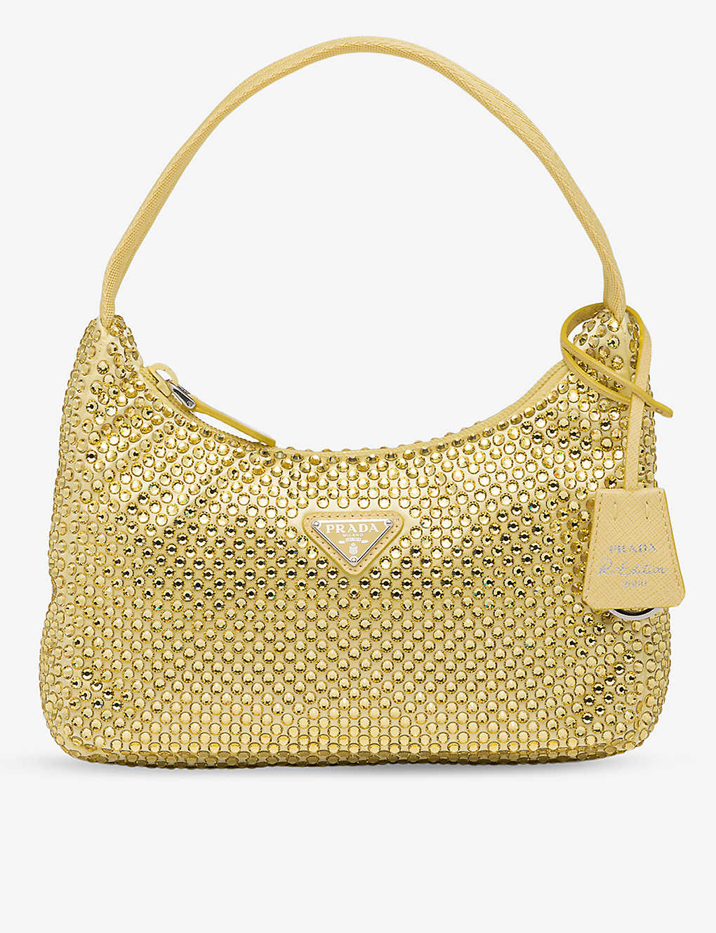 Prada Womens Yellow Crystal-embellished Satin Shoulder Bag