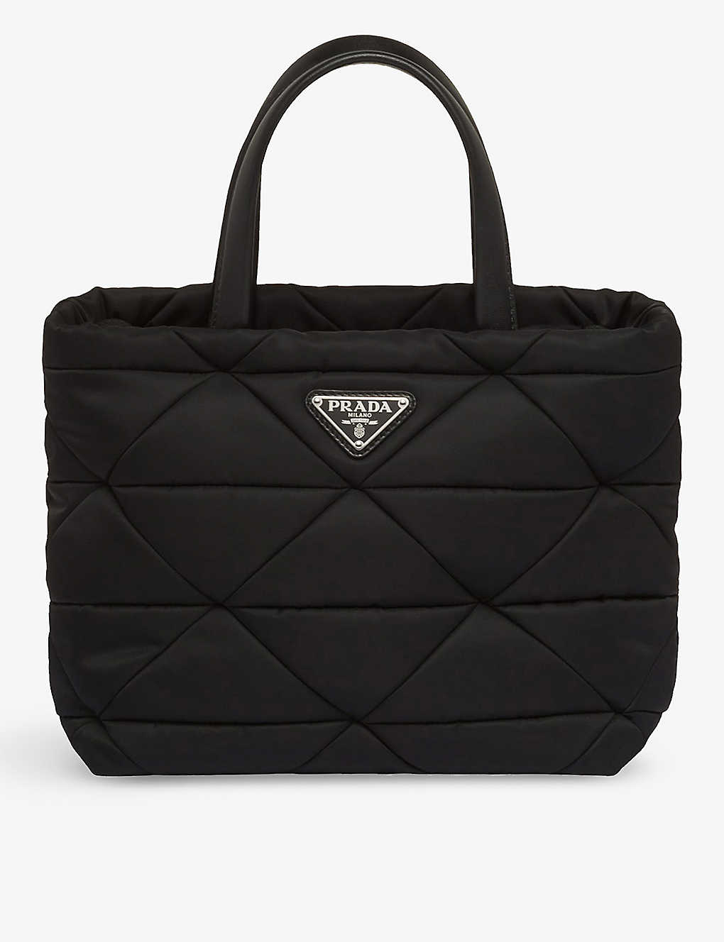 Shop Prada Womens Black Padded Re-nylon Tote Bag