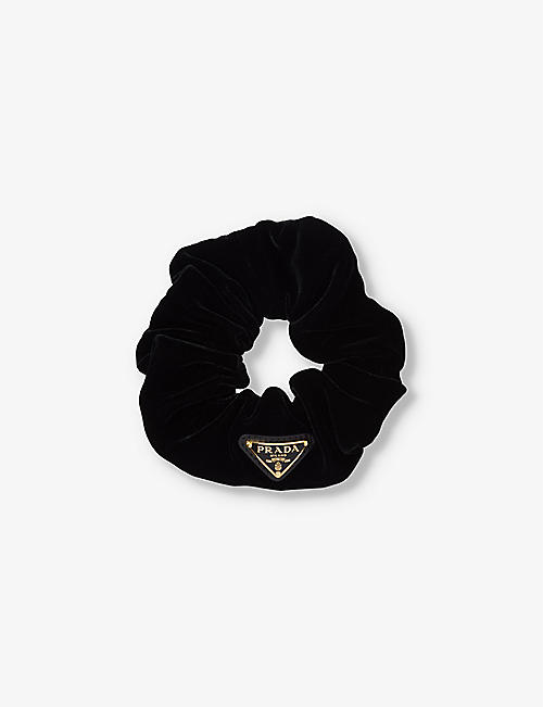 PRADA: Logo-plaque velvet scrunchie