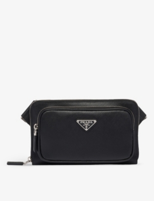 PRADA: Brand-plaque Saffiano-leather cross-body bag