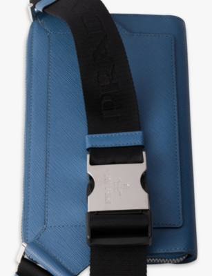 PRADA: Brand-plaque Saffiano-leather cross-body bag